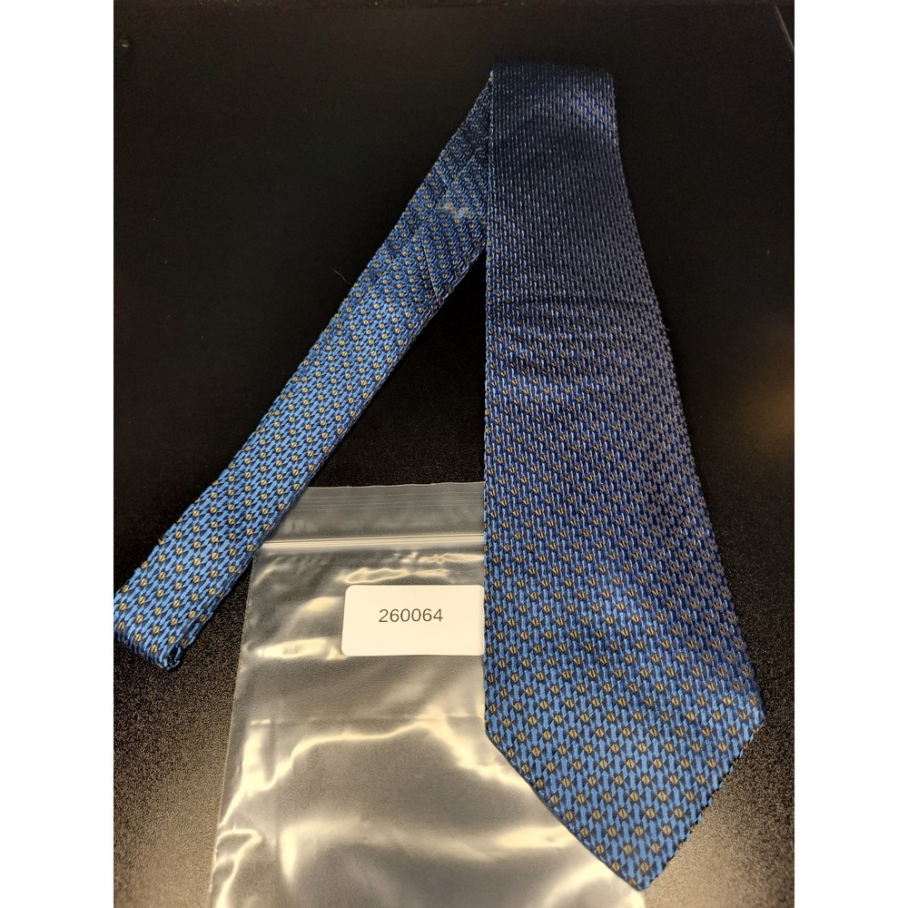 Salvatore Ferragamo Mens Silk Tie Blue Yellow Geometric Made in Italy - Picture 5 of 6